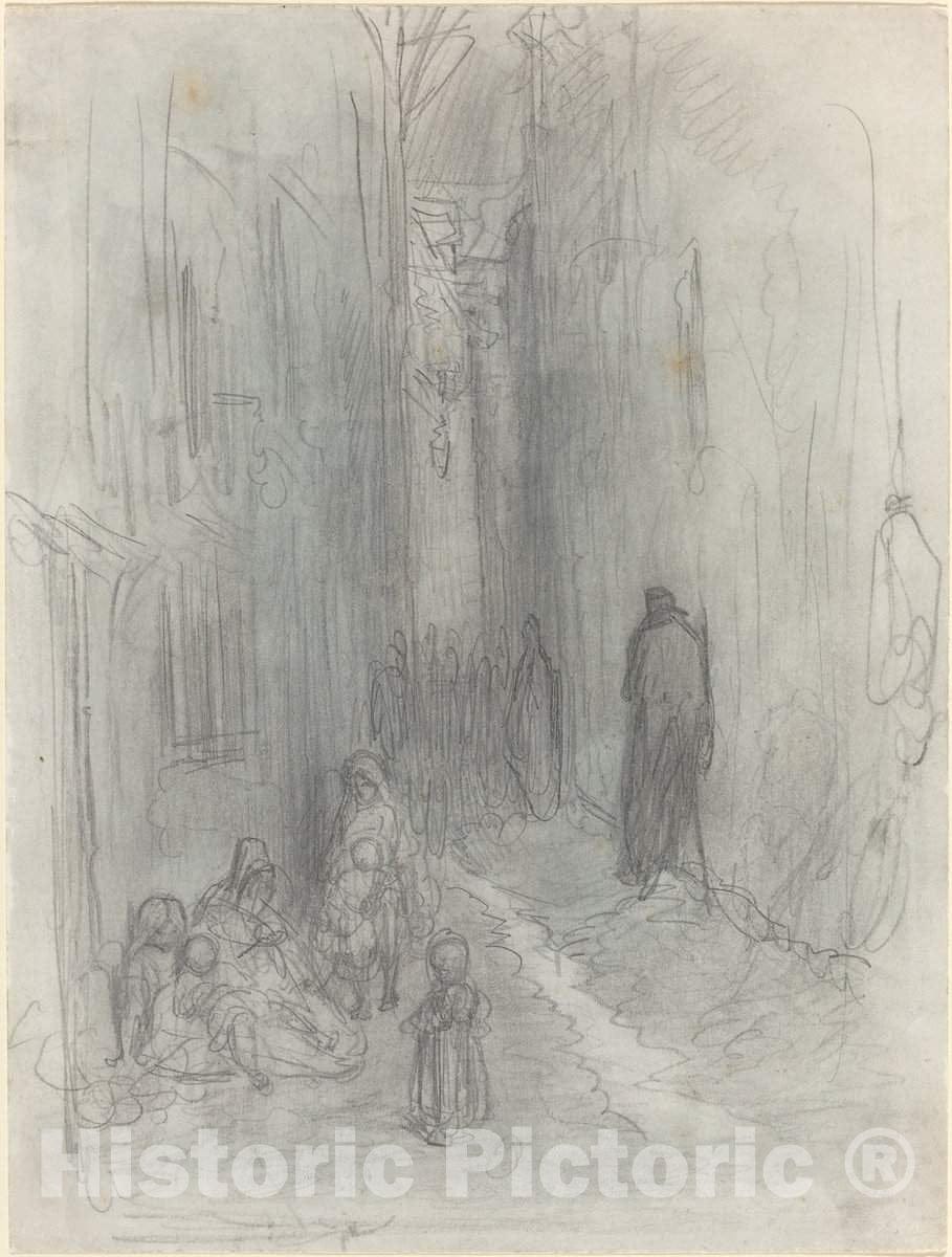 Art Print : Gustave DorÃ©, A Backstreet in London, 1868 - Vintage Wall Art