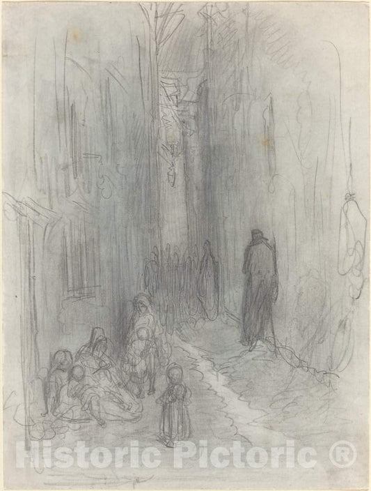 Art Print : Gustave DorÃ©, A Backstreet in London, 1868 - Vintage Wall Art