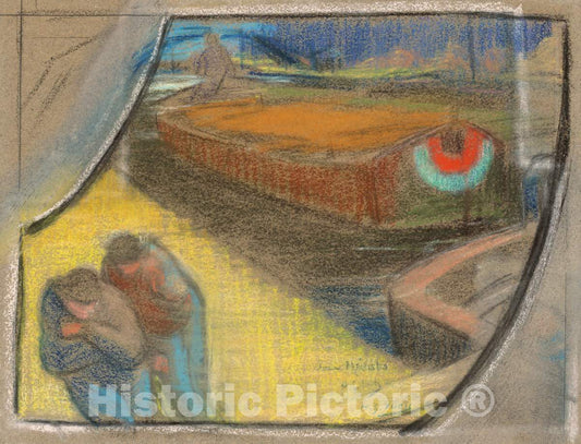 Art Print : Henri-Gabriel Ibels, Men Towing a Barge [Study for Boubourouche], c. 1892 - Vintage Wall Art