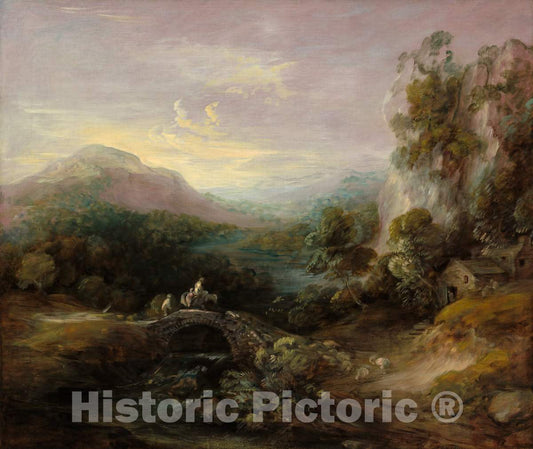 Art Print : Thomas Gainsborough, Mountain Landscape with Bridge, c.1784 - Vintage Wall Art
