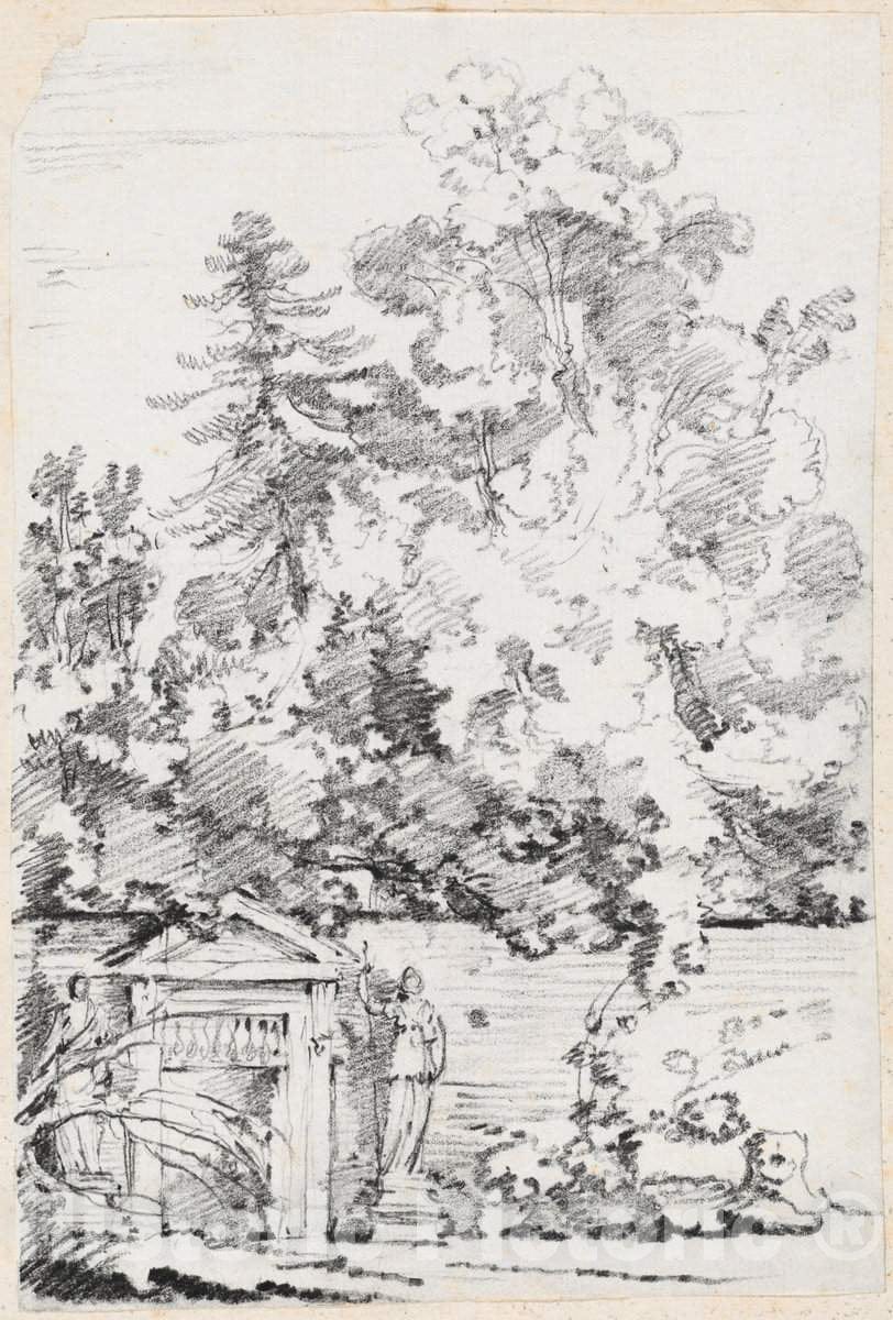 Art Print : Joseph-Marie Vien, Entrance to a Walled Garden, c.1747 - Vintage Wall Art