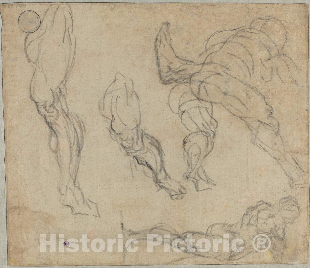 Art Print : Jacopo Tintoretto, Figures and Legs (Verso), c.1578 - Vintage Wall Art