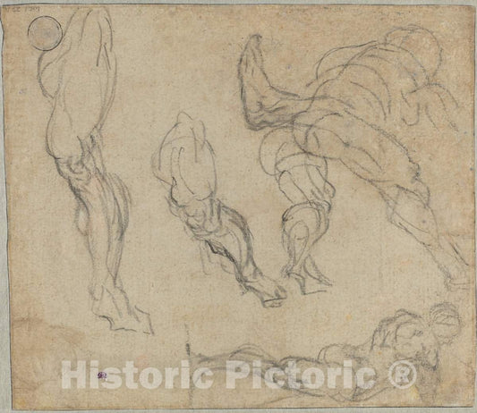 Art Print : Jacopo Tintoretto, Figures and Legs (Verso), c.1578 - Vintage Wall Art