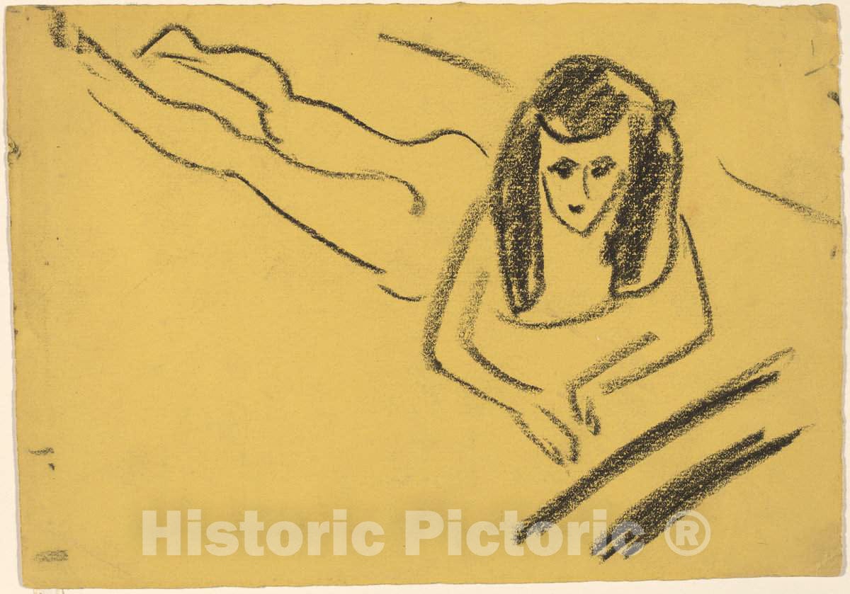 Art Print : Ernst Ludwig Kirchner, FrÃ¤nzi Reclining, 1910 - Vintage Wall Art