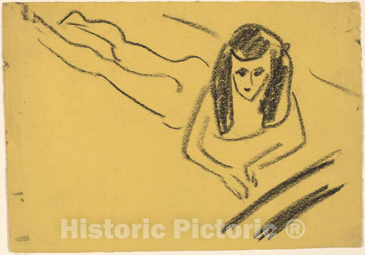 Art Print : Ernst Ludwig Kirchner, FrÃ¤nzi Reclining, 1910 - Vintage Wall Art
