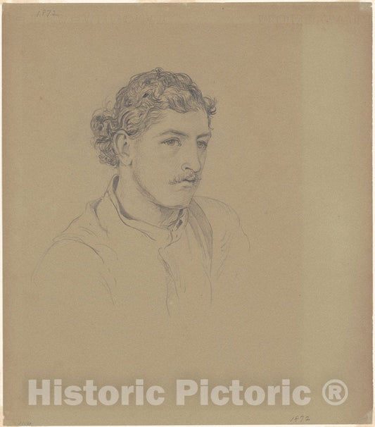 Art Print : John Singer Sargent, Man with Curly Hair, 1872 - Vintage Wall Art