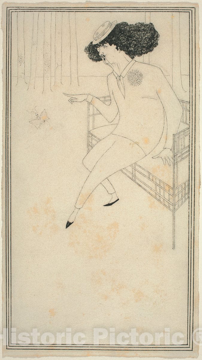 Art Print : Aubrey Beardsley, Caricature of J.M. Whistler - Vintage Wall Art