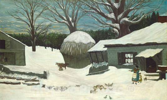 Art Print : New England Farm in Winter, 1850 or After - Vintage Wall Art