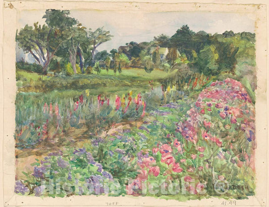 Art Print : Dora Louise Murdoch, Parmelee Estate in Bloom, c. 1920 - Vintage Wall Art