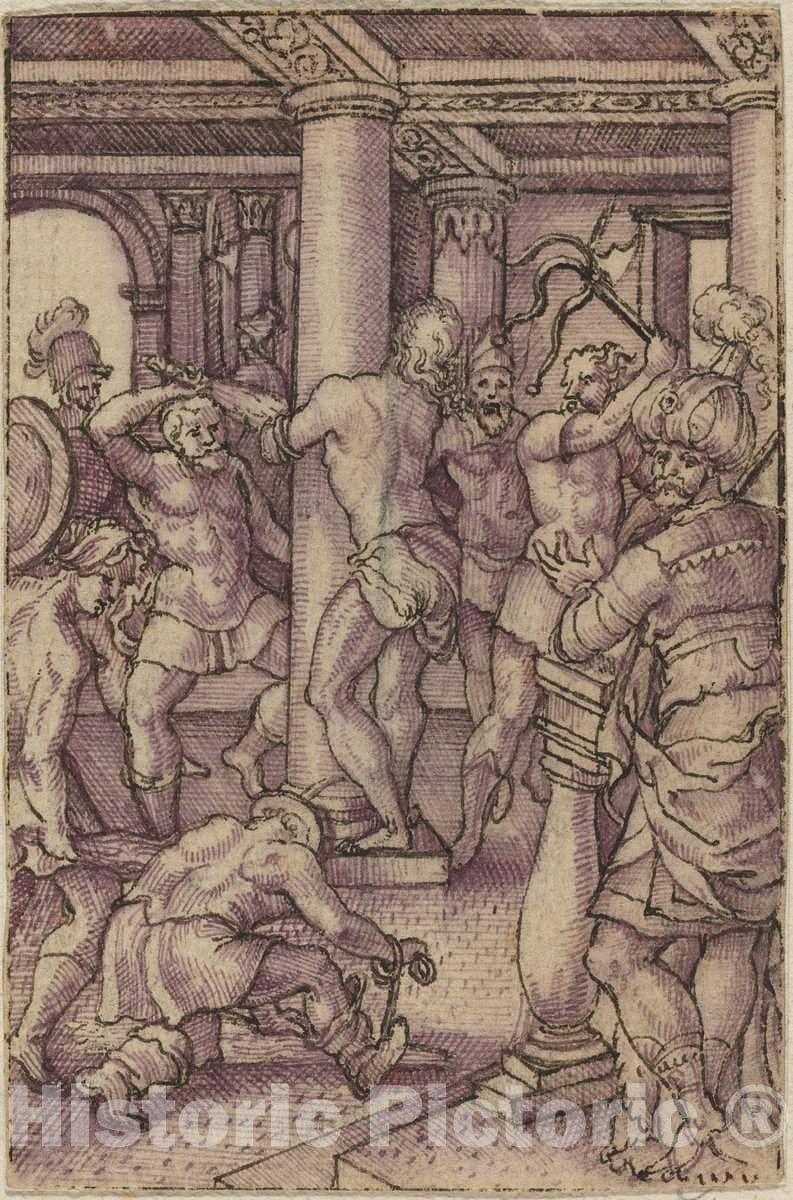 Art Print : Virgil Solis, Christ at The Column - Vintage Wall Art