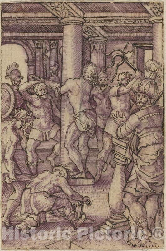 Art Print : Virgil Solis, Christ at The Column - Vintage Wall Art