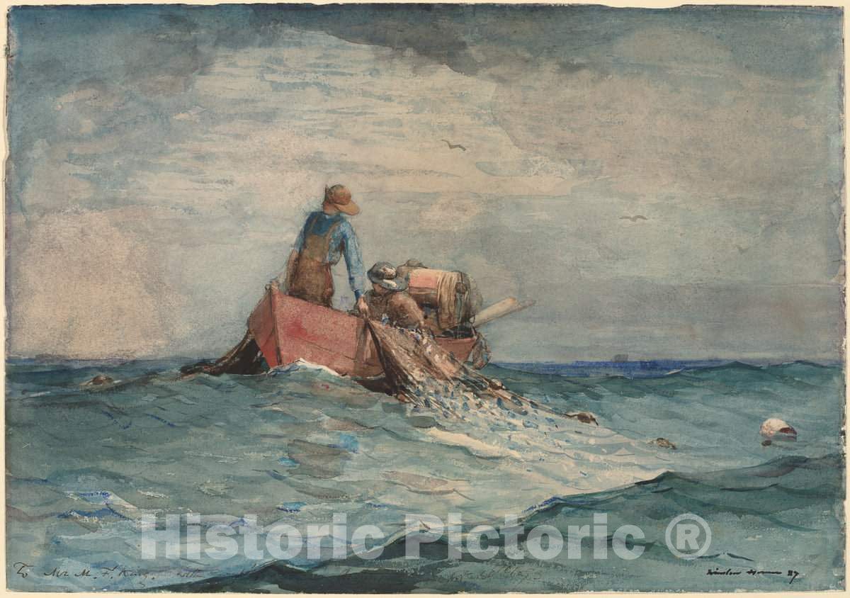 Art Print : Winslow Homer, Hauling in The Nets, 1887 - Vintage Wall Art