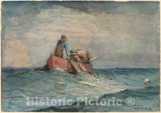 Art Print : Winslow Homer, Hauling in The Nets, 1887 - Vintage Wall Art