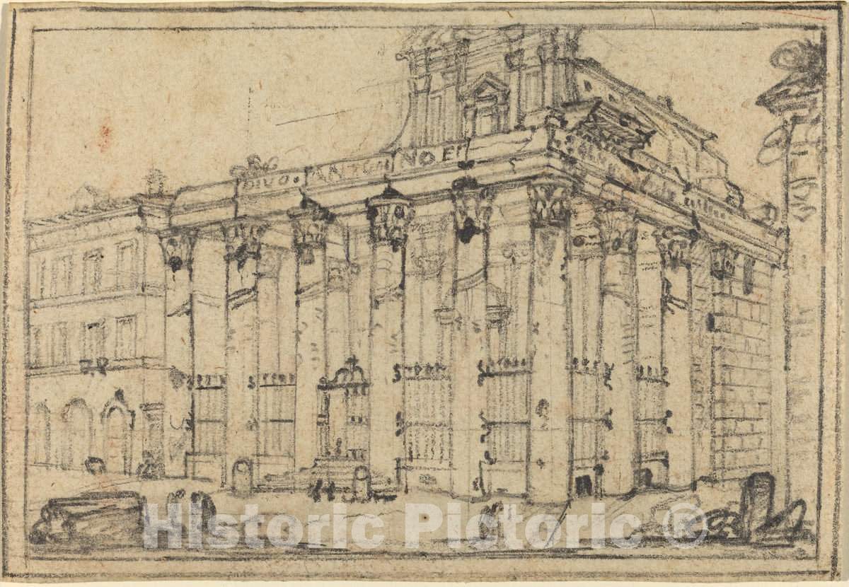 Art Print : Francesco Piranesi, The Temple of Antoninus and Faustina - Vintage Wall Art