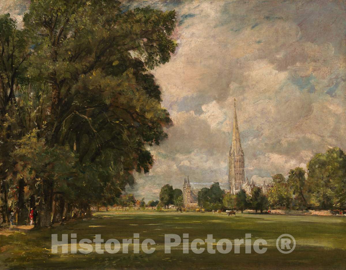 Art Print : John Constable, Salisbury Cathedral from Lower Marsh Close, 1820 - Vintage Wall Art