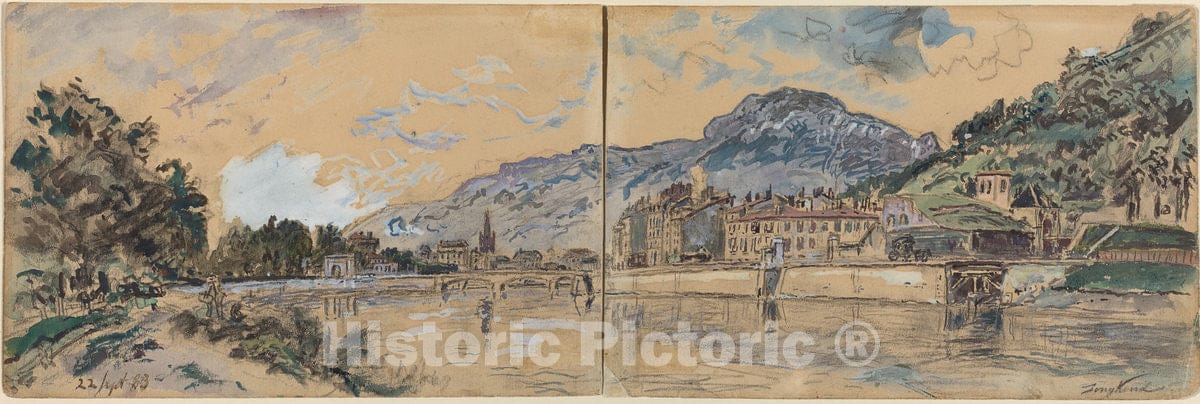 Art Print : Johan Barthold Jongkind, Grenoble, 1883 - Vintage Wall Art