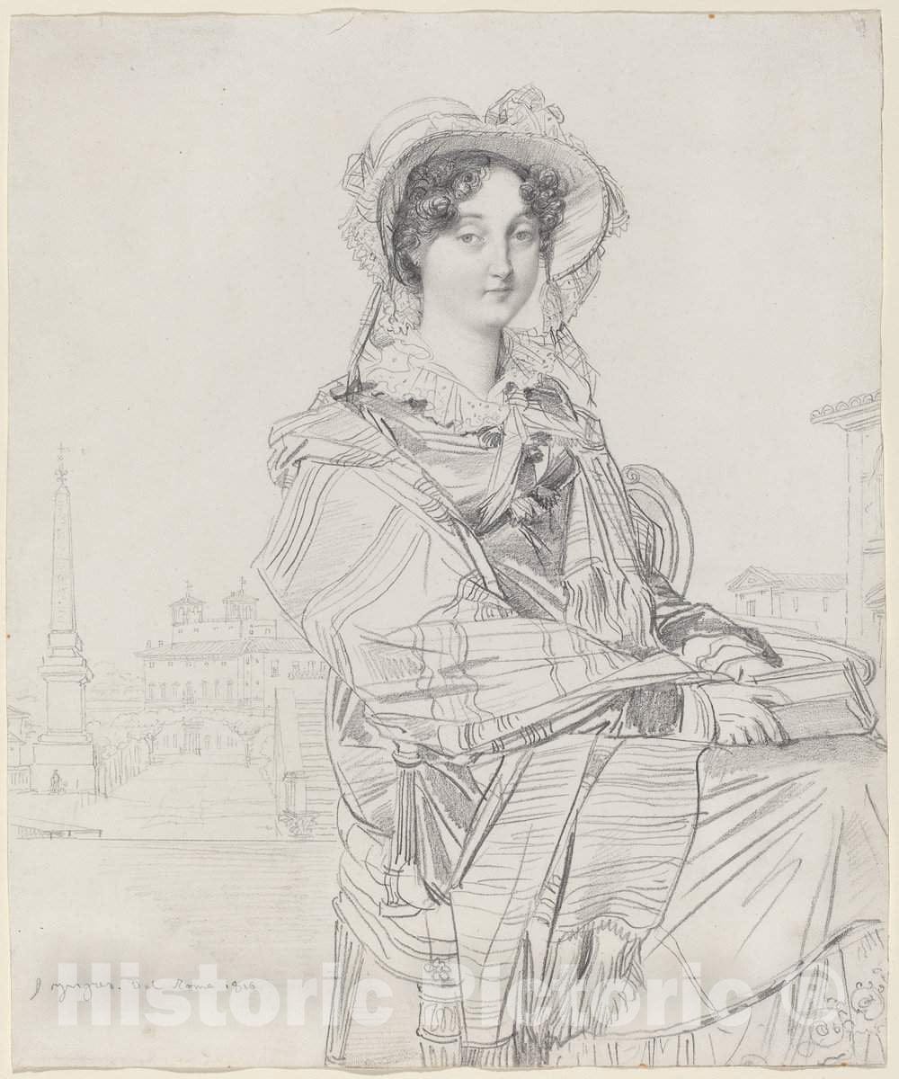 Art Print : Auguste-Dominique Ingres, Mrs. Charles Badham, 1816 - Vintage Wall Art