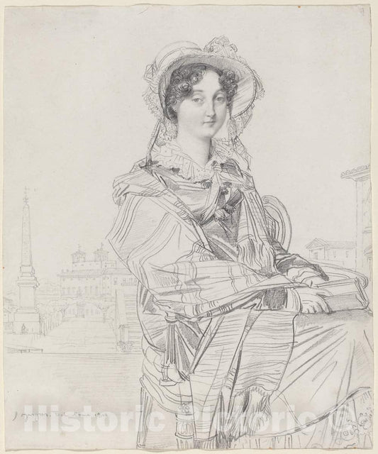 Art Print : Auguste-Dominique Ingres, Mrs. Charles Badham, 1816 - Vintage Wall Art