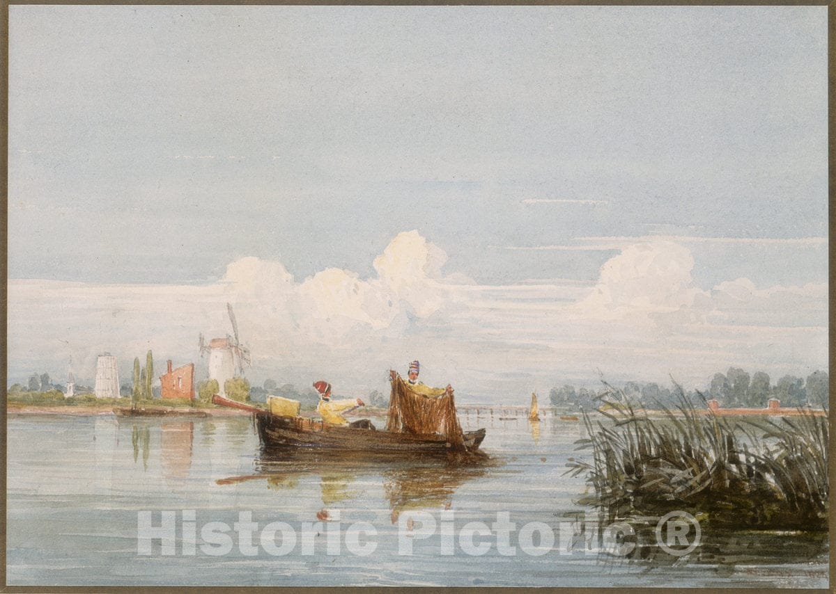 Art Print : David Cox, The Thames at Battersea, 1824 - Vintage Wall Art