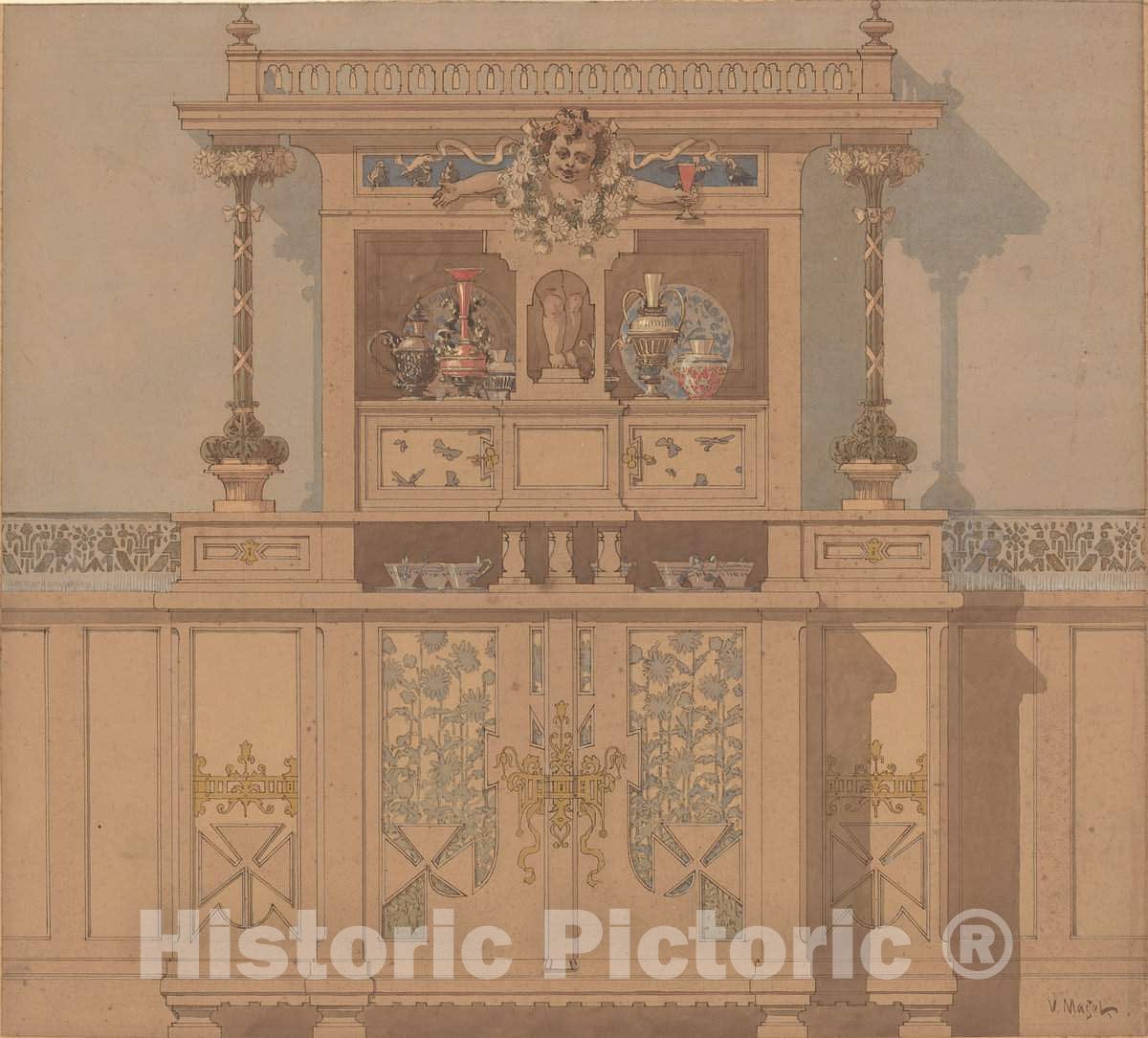 Art Print : Karel Vitezslav Masek, Design for Breakfront, 1900 - Vintage Wall Art