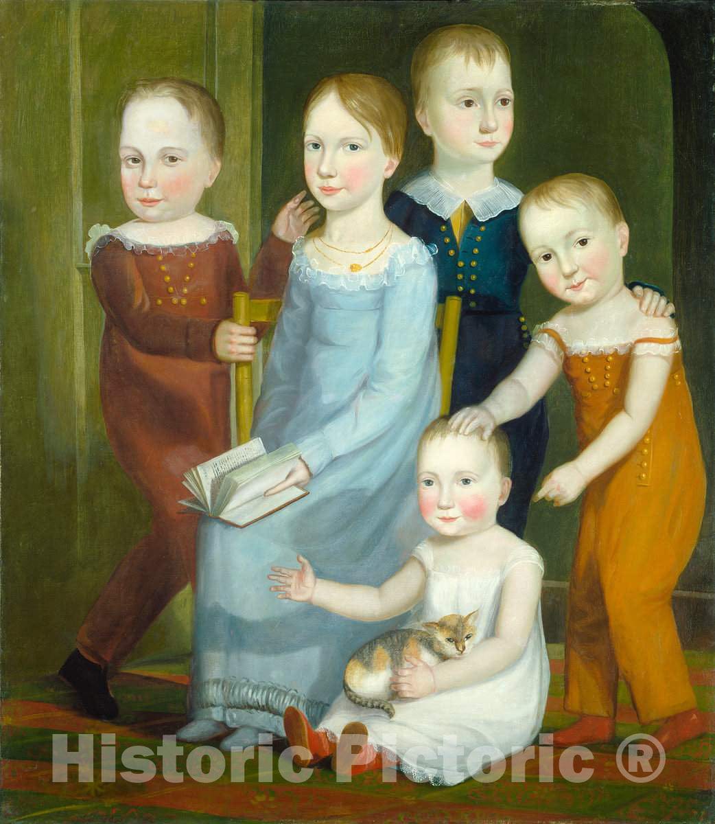 Art Print : Five Children of The Budd Family, c. 1818 - Vintage Wall Art