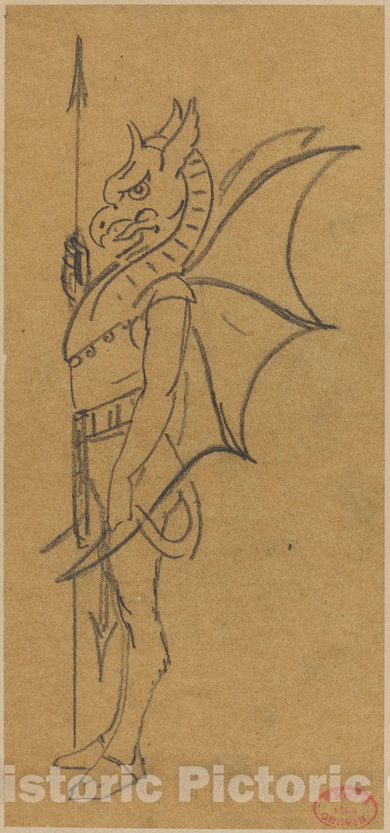 Art Print : Alfred GrÃ©vin, Figure Dressed as a Griffin - Vintage Wall Art