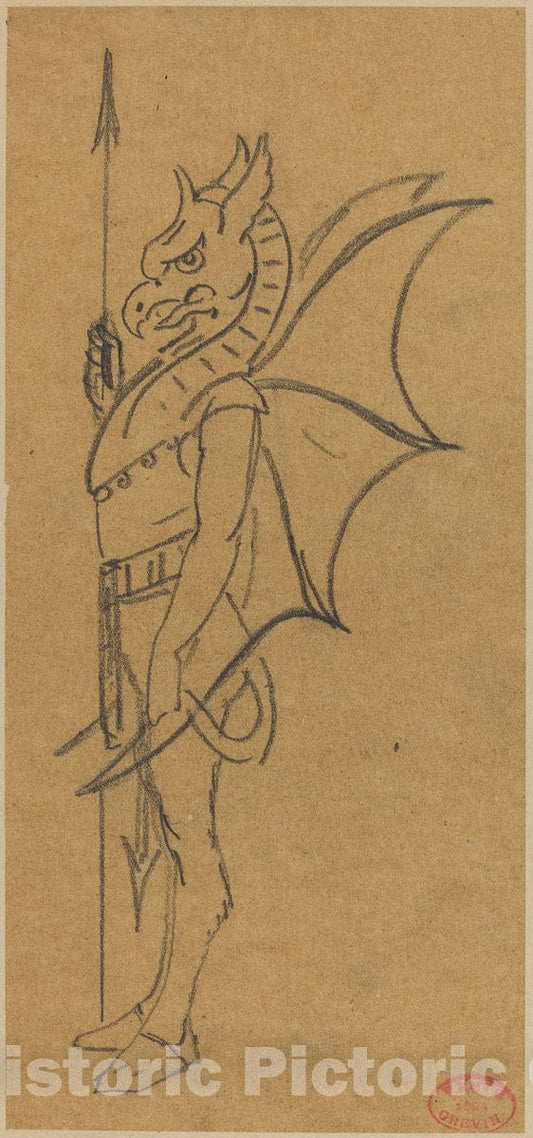 Art Print : Alfred GrÃ©vin, Figure Dressed as a Griffin - Vintage Wall Art