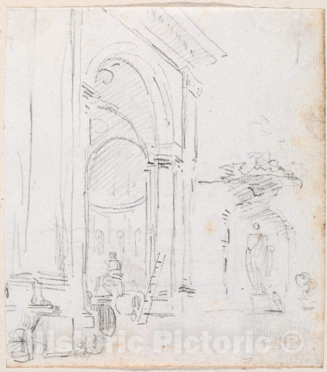 Art Print : Hubert Robert, Monumental Arch, c.1760 - Vintage Wall Art