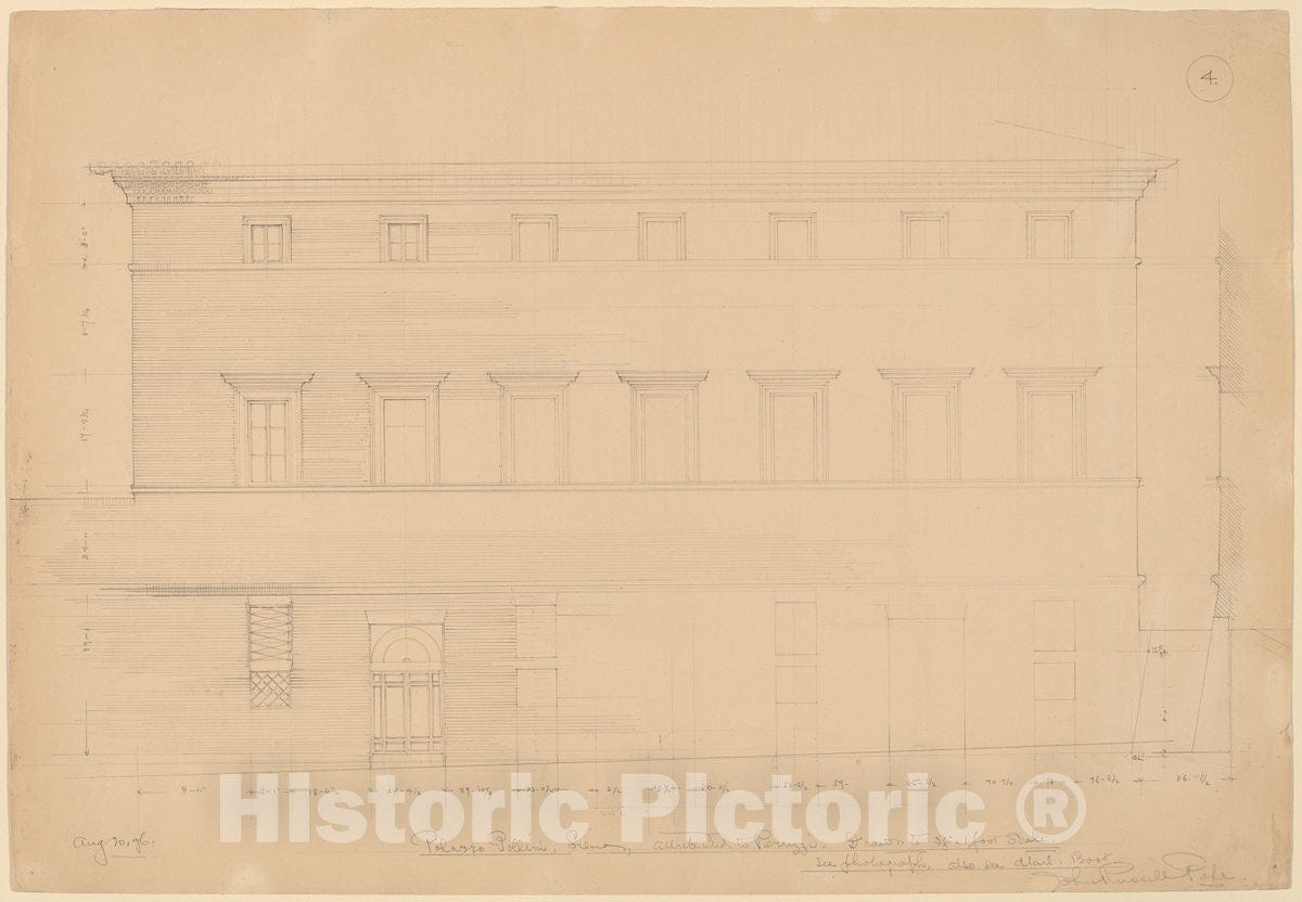 Art Print : John Russell Pope, Palazzo Pollini, Siena, Attributed to Peruzzi, 1896 - Vintage Wall Art