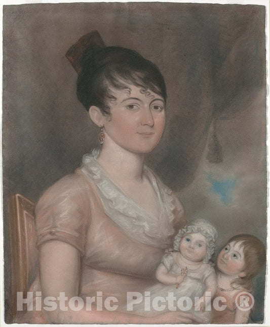 Art Print : Anna Margaret Blake and Her Two Children, c. 1808 - Vintage Wall Art