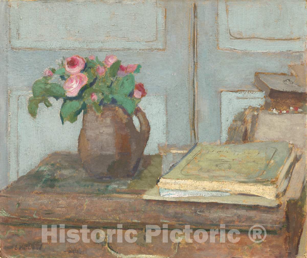 Art Print : Edouard Vuillard, The Artist's Paint Box and Moss Roses, 1898 - Vintage Wall Art
