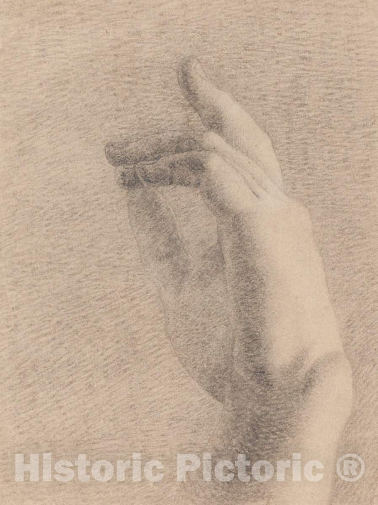 Art Print : Benjamin Robert Haydon, Study of a Hand [Recto] - Vintage Wall Art