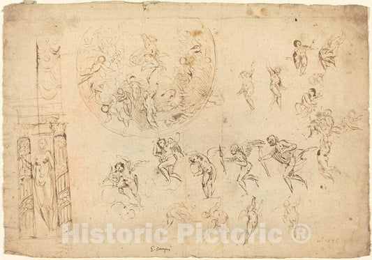 Art Print : Giulio Campi, an Ascension and Other Studies - Vintage Wall Art