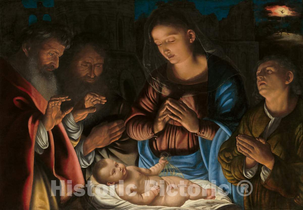 Art Print : Giovanni Girolamo Savoldo, The Adoration of The Shepherds, 1530s - Vintage Wall Art