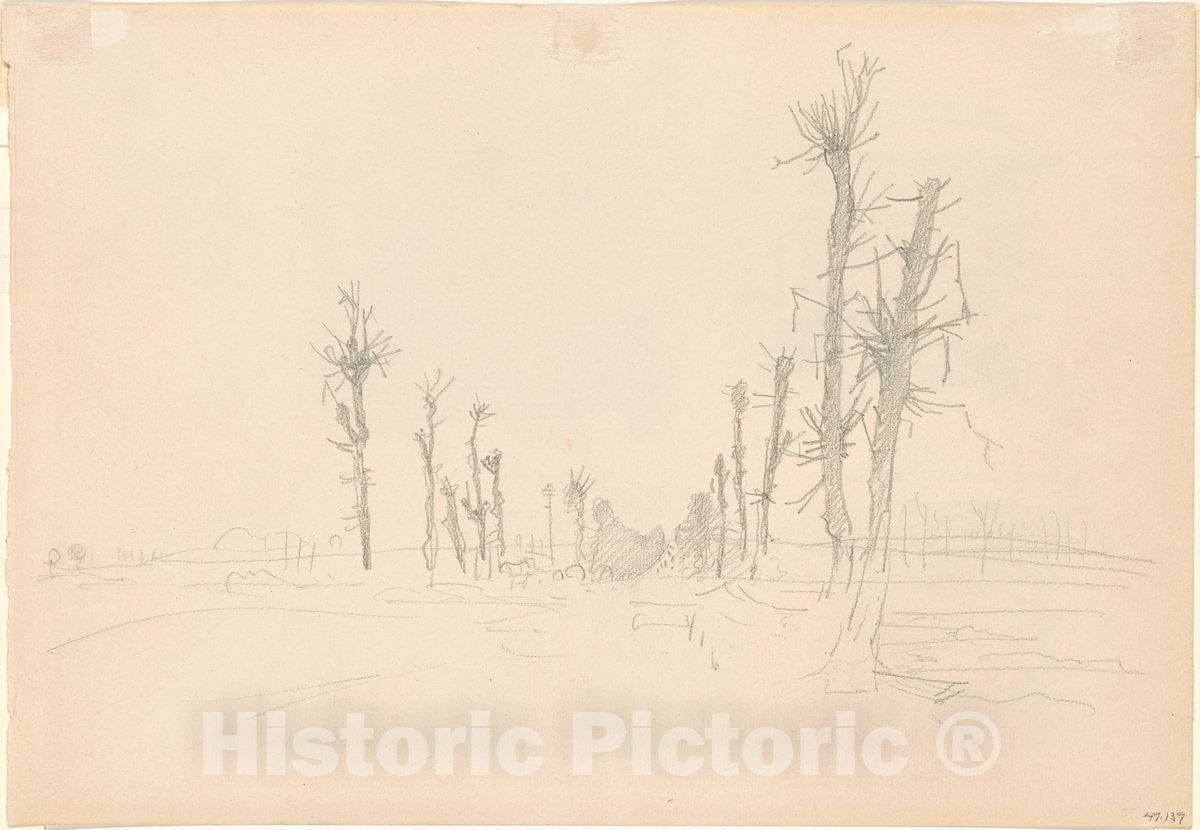 Art Print : John Singer Sargent, Devastated Landscape [Verso], 1918 - Vintage Wall Art