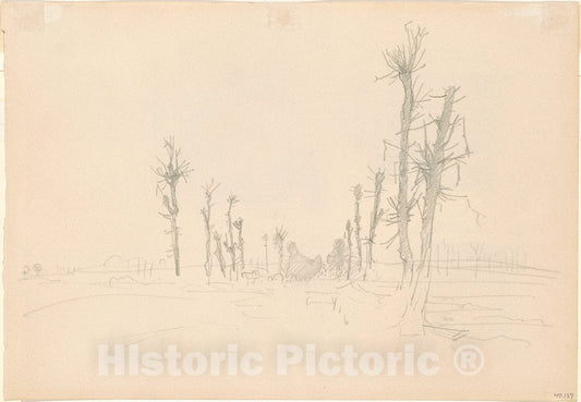 Art Print : John Singer Sargent, Devastated Landscape [Verso], 1918 - Vintage Wall Art