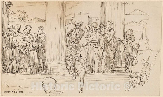 Art Print : Elihu Vedder, Study After Domenichino, c. 1858 - Vintage Wall Art