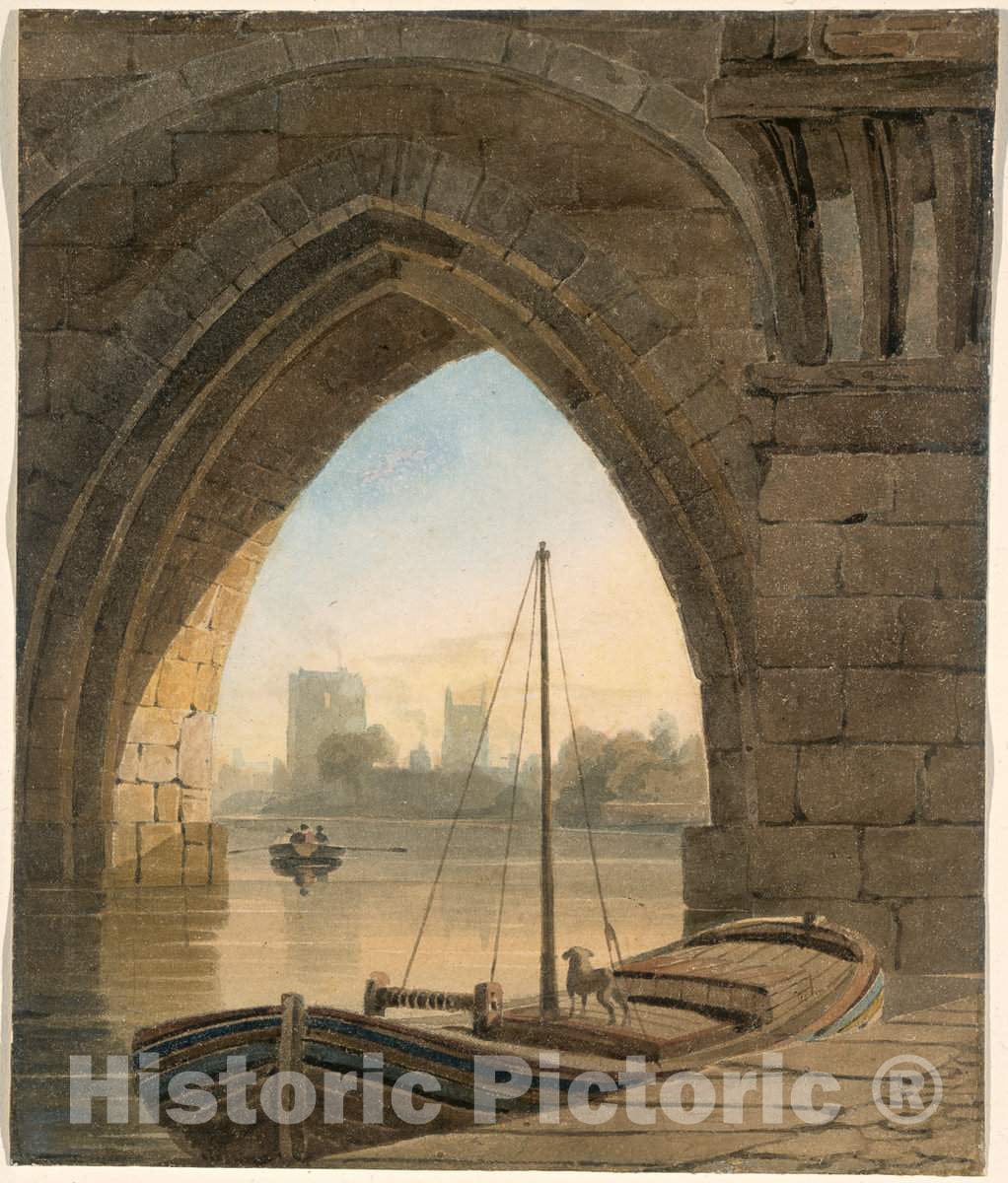 Art Print : John Varley, Looking Under The Bridge - Vintage Wall Art