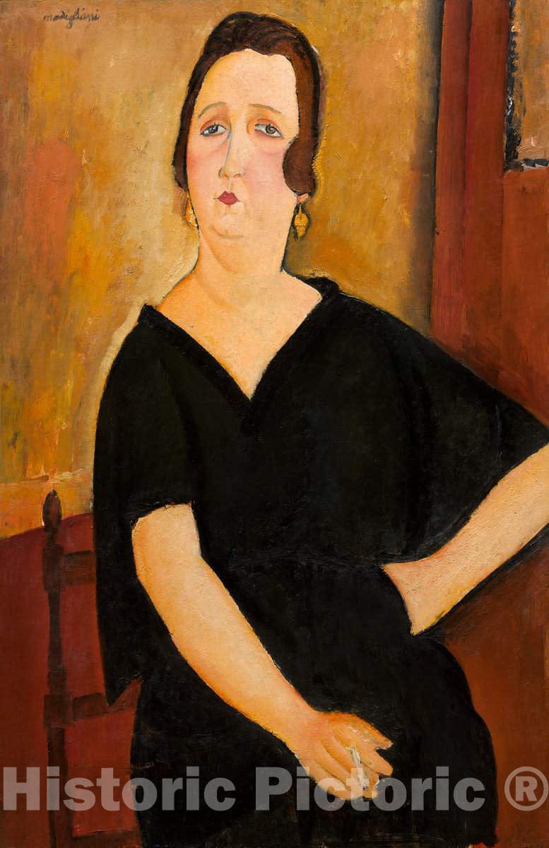 Art Print : Amedeo Modigliani, Madame AmÃ©dÃ©e (Woman with Cigarette), 1918 - Vintage Wall Art