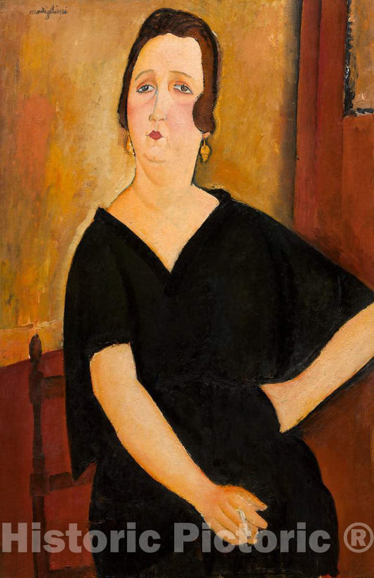 Art Print : Amedeo Modigliani, Madame AmÃ©dÃ©e (Woman with Cigarette), 1918 - Vintage Wall Art