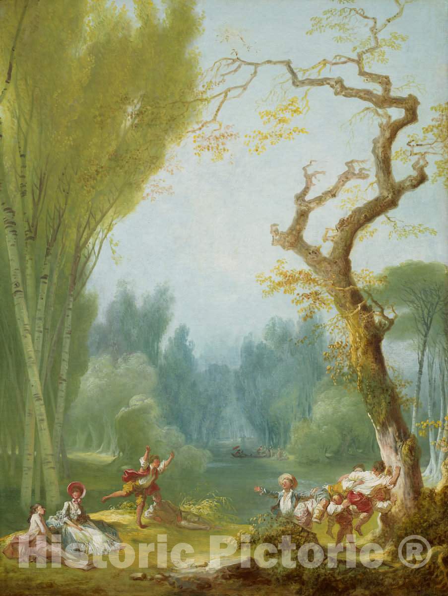 Art Print : Jean HonorÃ© Fragonard, A Game of Horse and Rider, c.1778 - Vintage Wall Art
