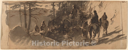 Art Print : William Keith, in The Sierras, A Pack Train - Vintage Wall Art