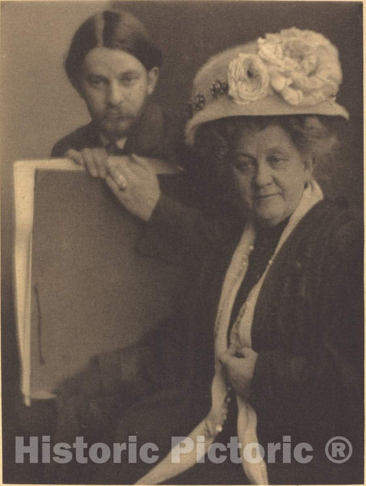 Art Print : Clarence H. White, Alvin Langdon Coburn and His Mother, c.1909 - Vintage Wall Art