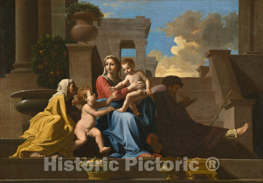 Art Print : Nicolas Poussin, The Holy Family on The Steps, 1648 - Vintage Wall Art