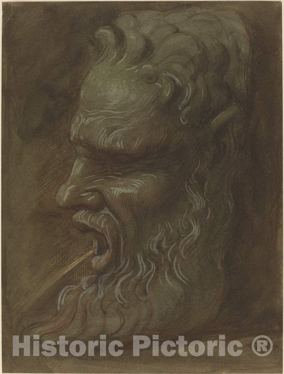 Art Print : Alphonse Legros, Study of a Mask - Vintage Wall Art