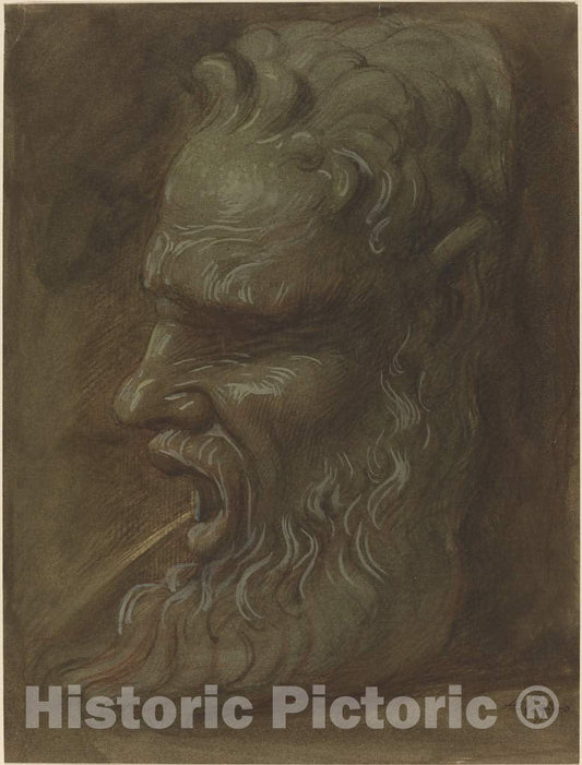 Art Print : Alphonse Legros, Study of a Mask - Vintage Wall Art