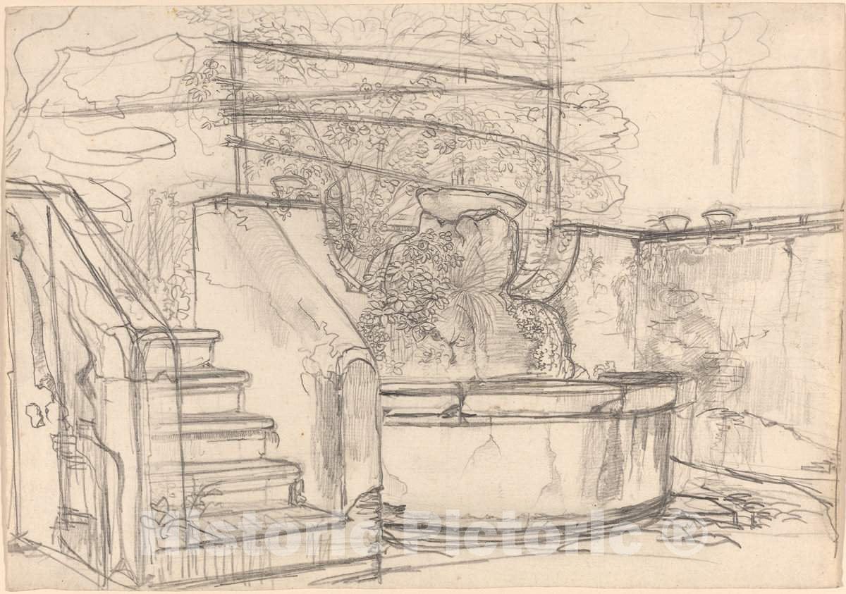 Art Print : Friedrich SalathÃ©, Corner of a Garden Court, c.1818 - Vintage Wall Art