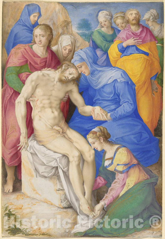Art Print : Giulio Clovio, The Lamentation, c. 1550 - Vintage Wall Art