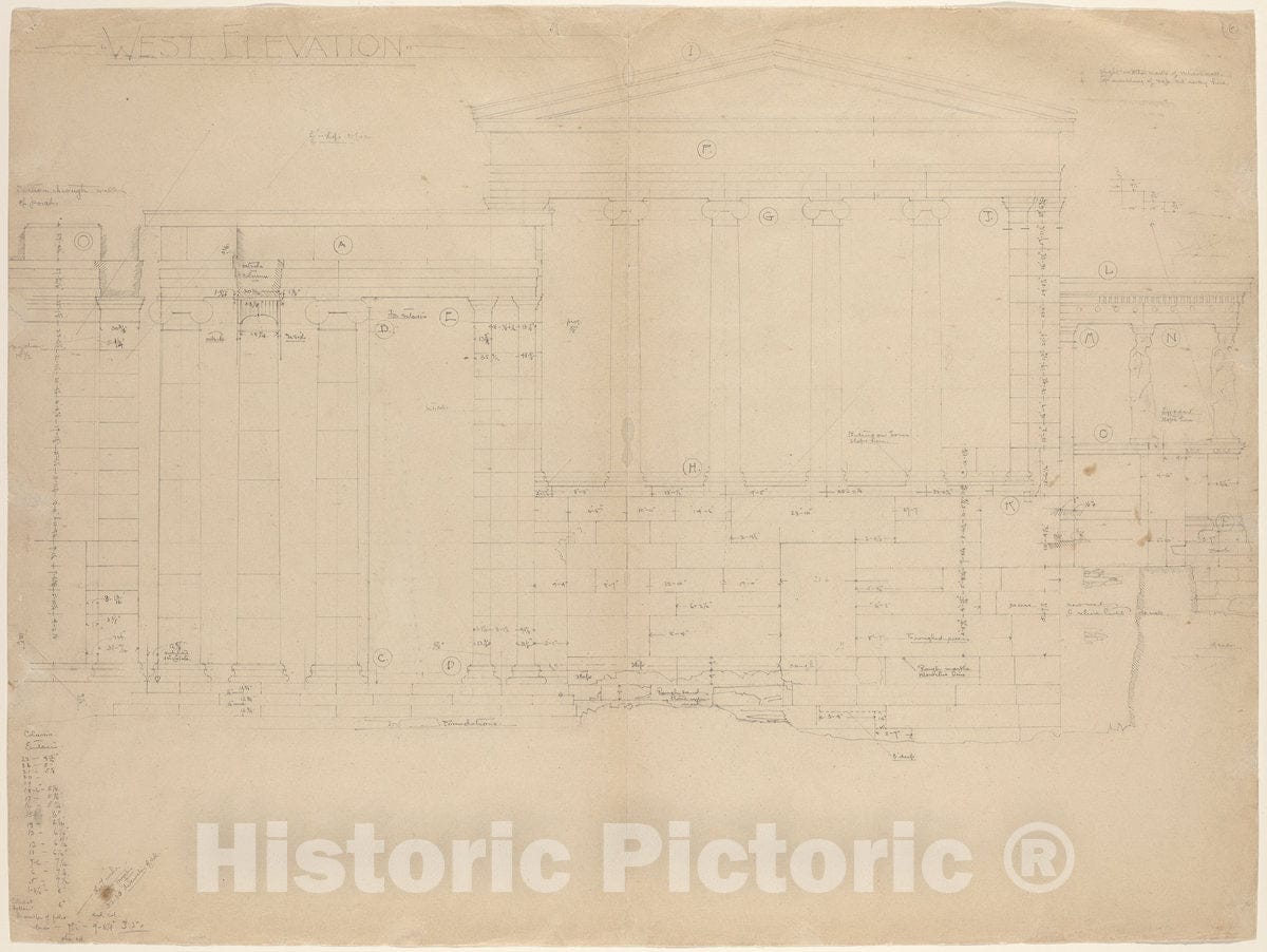 Art Print : John Russell Pope, The Erectheum, West Elevation [Left Half], c. 1898 - Vintage Wall Art