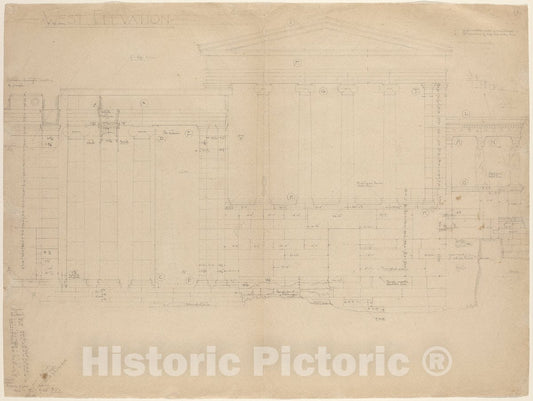 Art Print : John Russell Pope, The Erectheum, West Elevation [Left Half], c. 1898 - Vintage Wall Art